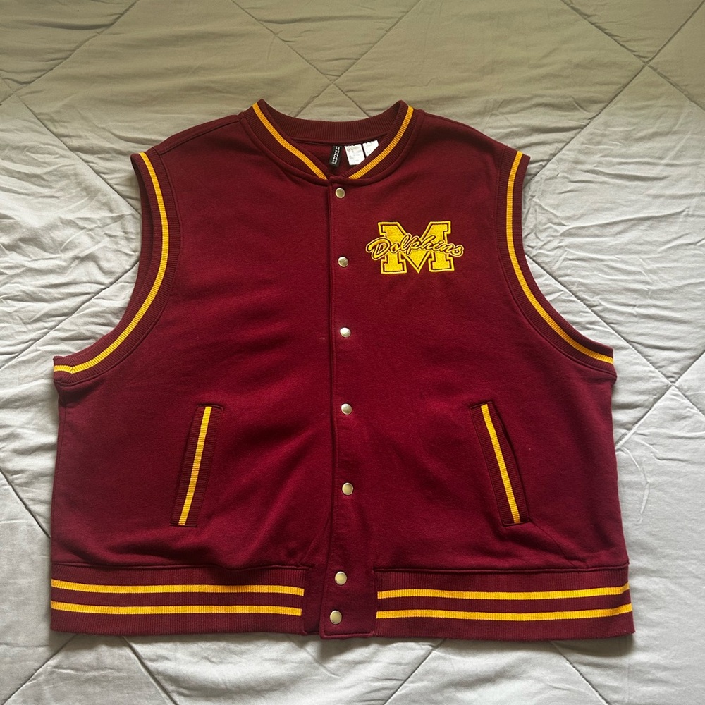 Maroon Varsity Vest with Yellow Accents